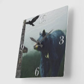 Schwarzer Bär, Raven & Totem Pole Art Quadratische Wanduhr (Winkel)