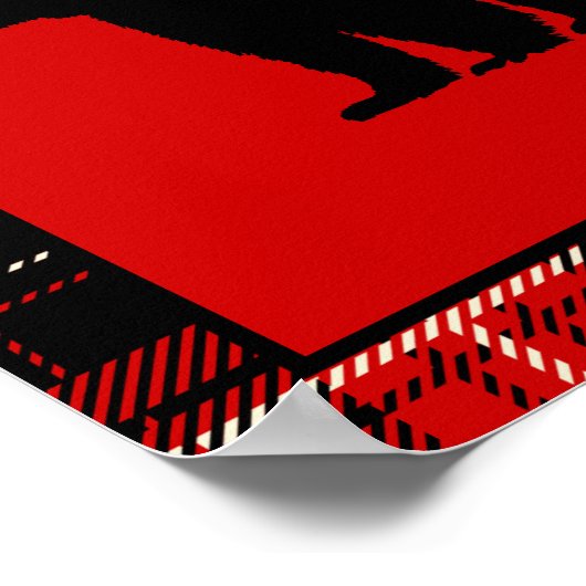 Schwarzer Bär, roter Kariert Poster (Ecke)