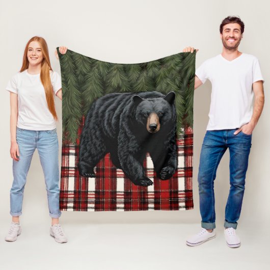 Schwarzer Bär Silhouette Fleece Blankon (Beispiel)