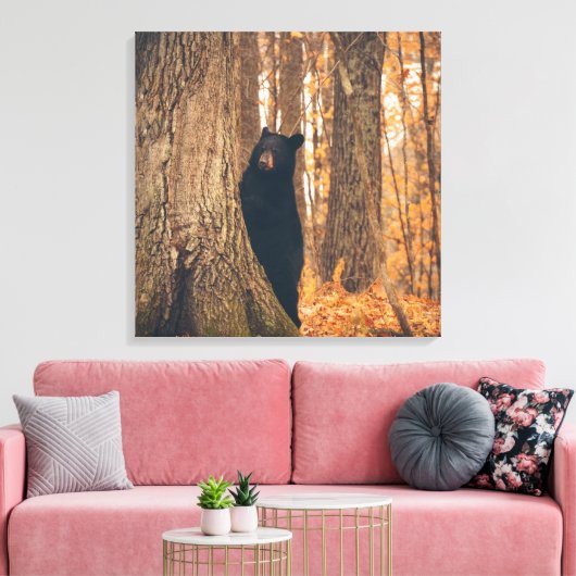 Schwarzer Bär Stehend von einem Baum Leinwanddruck (Insitu (Wohnzimmer))