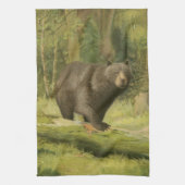 Schwarzer Bär Stepping auf einem Baumstamm Geschirrtuch (Vertikal)