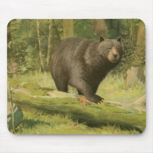 Schwarzer Bär Stepping auf einem Baumstamm Mousepad (Vorne)
