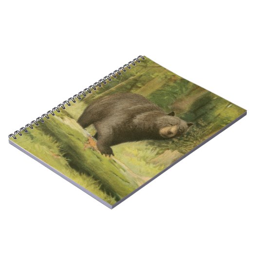 Schwarzer Bär Stepping auf einem Baumstamm Notizblock (Linke Seite)