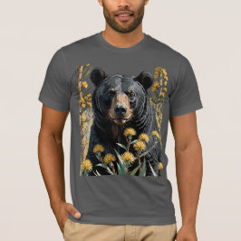 Schwarzer Bär umgeben von Yucca-Blume 3 T-Shirt