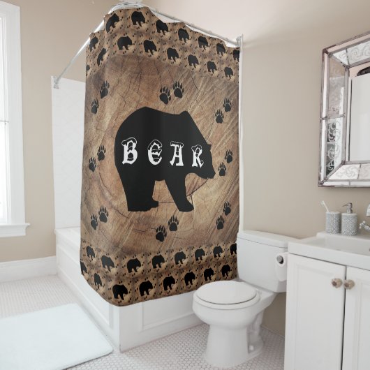 Schwarzer Bär und Bärenpaare Duschvorhang (Beispiel)