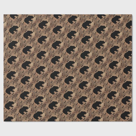 Schwarzer Bär und Bärenpaare Geschenkpapier (Flach)