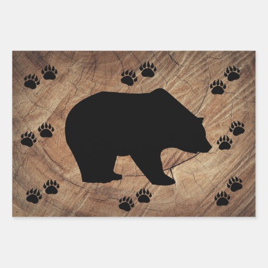 Schwarzer Bär und Bärenpaare Geschenkpapier Set (Vorderseite 3)