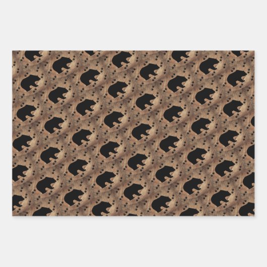 Schwarzer Bär und Bärenpaare Geschenkpapier Set (Vorderseite 2)