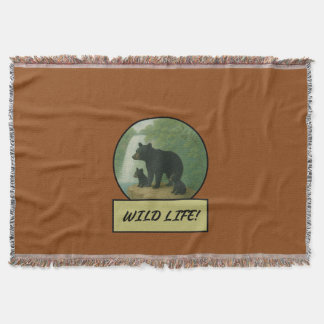 Schwarzer Bär und Sättel Brown Throw Blanken Decke