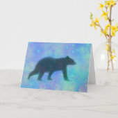 Schwarzer Bär und Sterne Geburtstag Karte (Gelbe Blume)