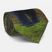Schwarzer Bär und Wald Wildlife Earth Day Necktie Krawatte (Gerollt)