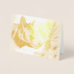 Schwarzer Bär und Weihnachtsbaum Folienkarte