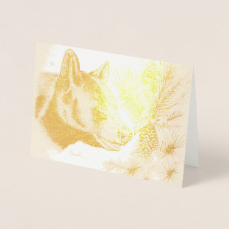 Schwarzer Bär und Weihnachtsbaum Folienkarte