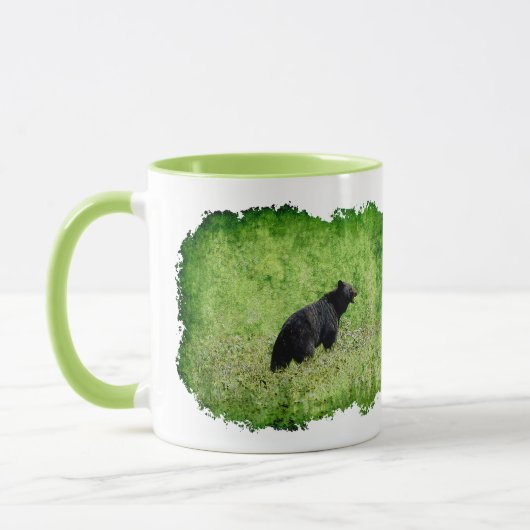 Schwarzer Bär Wandern im Gras Art Tasse (Links)