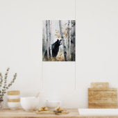 Schwarzer Bär Woodland Tierart Print Poster (Küche)