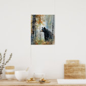Schwarzer Bär Woodland Tierart Print Poster (Küche)