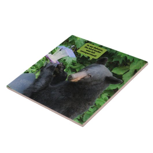 Schwarzer Bär - "Zu meiner Verteidigung.." Keramik Fliese (Seite)