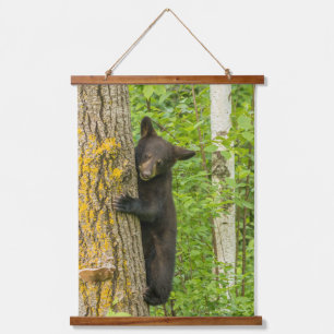 Schwarzer Bärenjunge   Minnesota Wandteppich Mit Holzrahmen