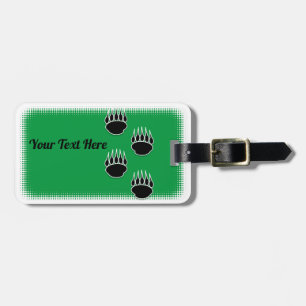 Schwarzer Bärenpaw druckt Custom Green Gepäckanhänger