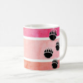Schwarzer Bärenpaw druckt Retro-Design Kaffeetasse (VorderseiteRechts)
