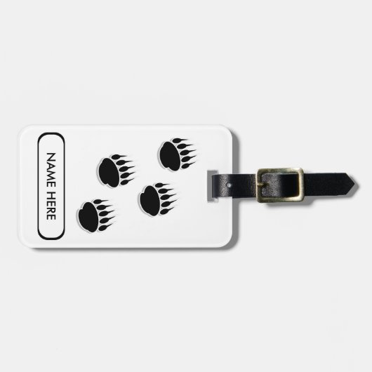 Schwarzer Bärenpaw Individuelle Name Gepäckanhänger (Vorderseite horizontal)