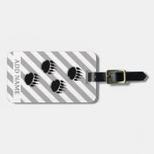 Schwarzer Bärenpfeil druckt weiße graue Streifen Gepäckanhänger (Vorderseite horizontal)