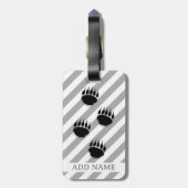 Schwarzer Bärenpfeil druckt weiße graue Streifen Gepäckanhänger (Rückseite vertikal)