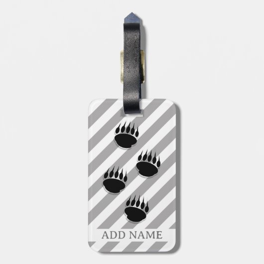 Schwarzer Bärenpfeil druckt weiße graue Streifen Gepäckanhänger (Rückseite vertikal)