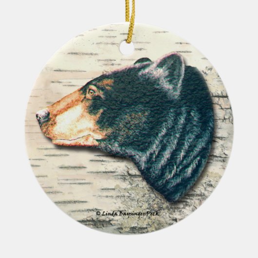 Schwarzer Bärn-Birkenrinde-Kunst Keramik Ornament (Vorne)