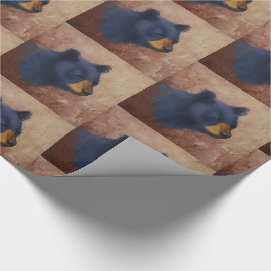 Schwarzer Bärn-Porträt-Packpapier Geschenkpapier (Ecke)