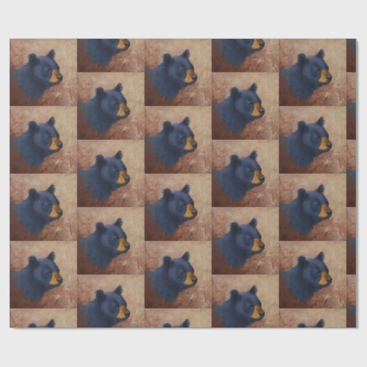 Schwarzer Bärn-Porträt-Packpapier Geschenkpapier (Flach)