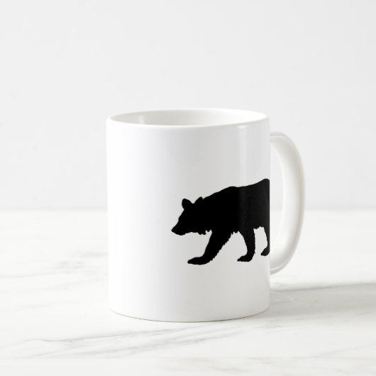Schwarzer Bärn-Silhouette Kaffeetasse (VorderseiteRechts)