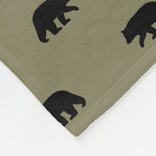 Schwarzer Bärn-Silhouette-Muster Fleecedecke (Ecke)