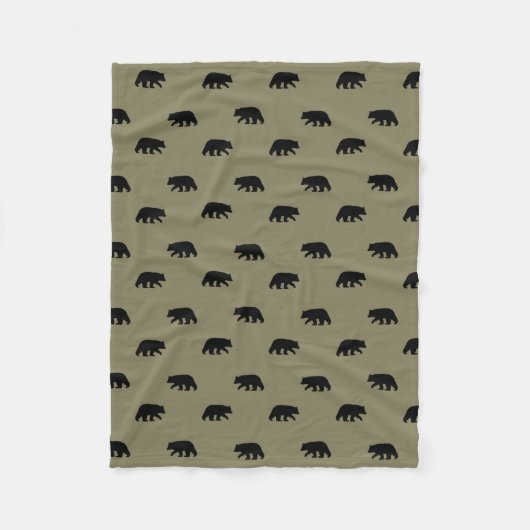 Schwarzer Bärn-Silhouette-Muster Fleecedecke (Vorderseite)