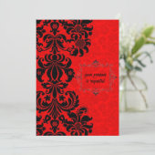 Schwarzer Barock auf roten, eleganten Einladungska Einladung (Stehend Vorderseite)