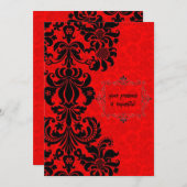 Schwarzer Barock auf roten, eleganten Einladungska Einladung (Vorne/Hinten)