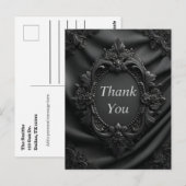 Schwarzer Barockrahmen auf schwarzer Seide Danke K Postkarte (Vorne/Hinten)