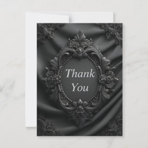 Schwarzer Barockrahmen auf schwarzer Seide Danke K Postkarte