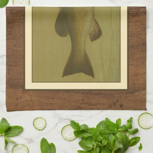 Schwarzer Bass auf grünem Hintergrund Küchentuch (Gefaltet)