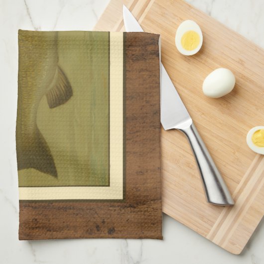 Schwarzer Bass auf grünem Hintergrund Küchentuch (Viertel Falte)