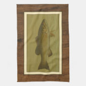 Schwarzer Bass auf grünem Hintergrund Küchentuch (Vertikal)