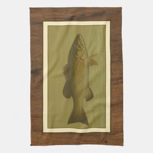 Schwarzer Bass auf grünem Hintergrund Küchentuch (Vertikal)