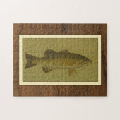 Schwarzer Bass auf grünem Hintergrund Puzzle (Horizontal)