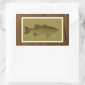 Schwarzer Bass auf grünem Hintergrund Rechteckiger Aufkleber (Tasche)