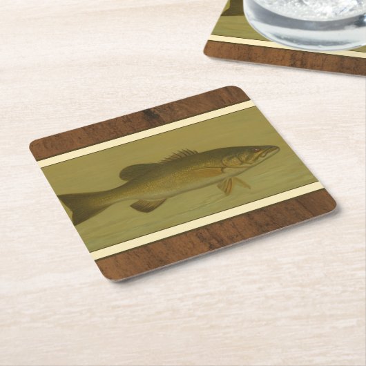 Schwarzer Bass auf grünem Hintergrund Rechteckiger Pappuntersetzer (angewinkelt)