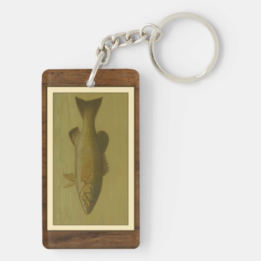 Schwarzer Bass auf grünem Hintergrund Schlüsselanhänger (Rückseite)