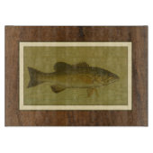 Schwarzer Bass auf grünem Hintergrund Schneidebrett (Vorderseite)