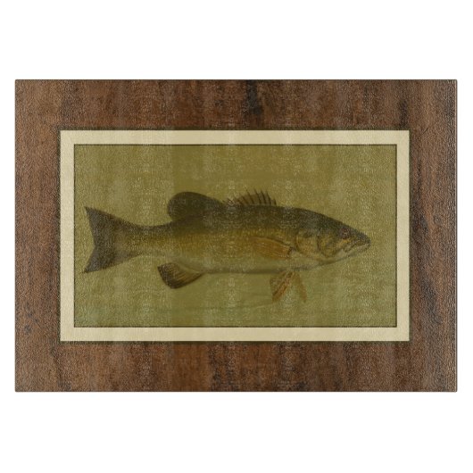 Schwarzer Bass auf grünem Hintergrund Schneidebrett (Vorderseite)