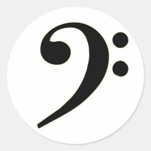 Schwarzer Bassschlüssel Runder Aufkleber