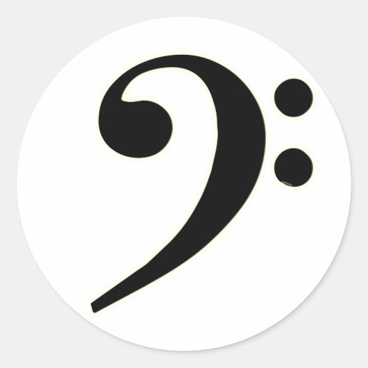 Schwarzer Bassschlüssel Runder Aufkleber (Vorderseite)